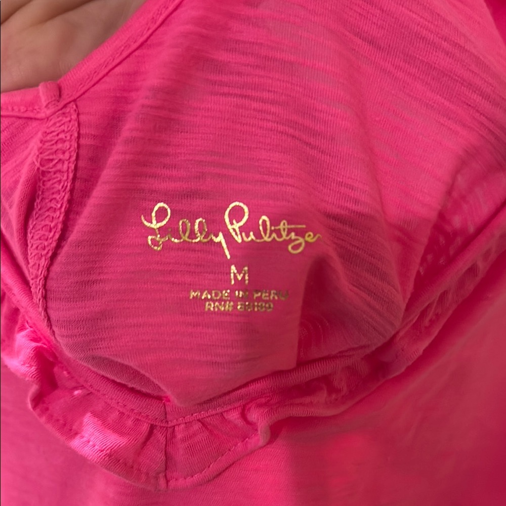 Bright Pink Ruffle V-Neck Tank Top - Picture 2 of 3